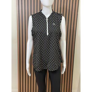 Rhoback Azalea Women's L Black Golf Shirt Polyester Tunic Top 1/4 Zip Stretch